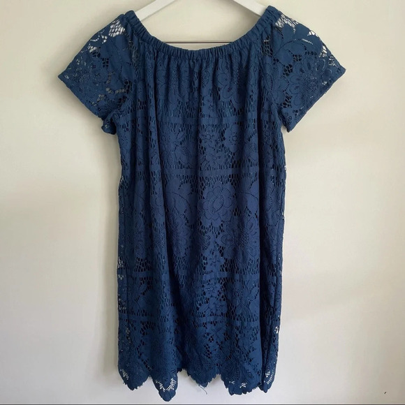 LOFT teal crochet off shoulder dress size XSP - Picture 8 of 8